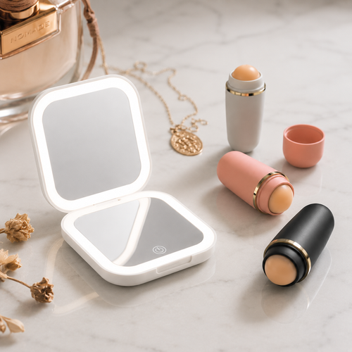 Velvet Glow Mini LED Travel Mirror